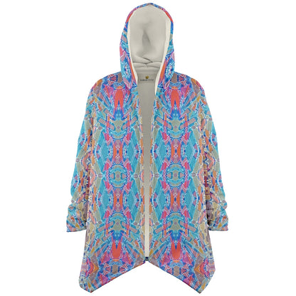 Electric Totem Cuddle Cloak | Unisex Minky Sherpa Lined Hooded Coat | Women and Mens Festival Coat | Mountain Fashion