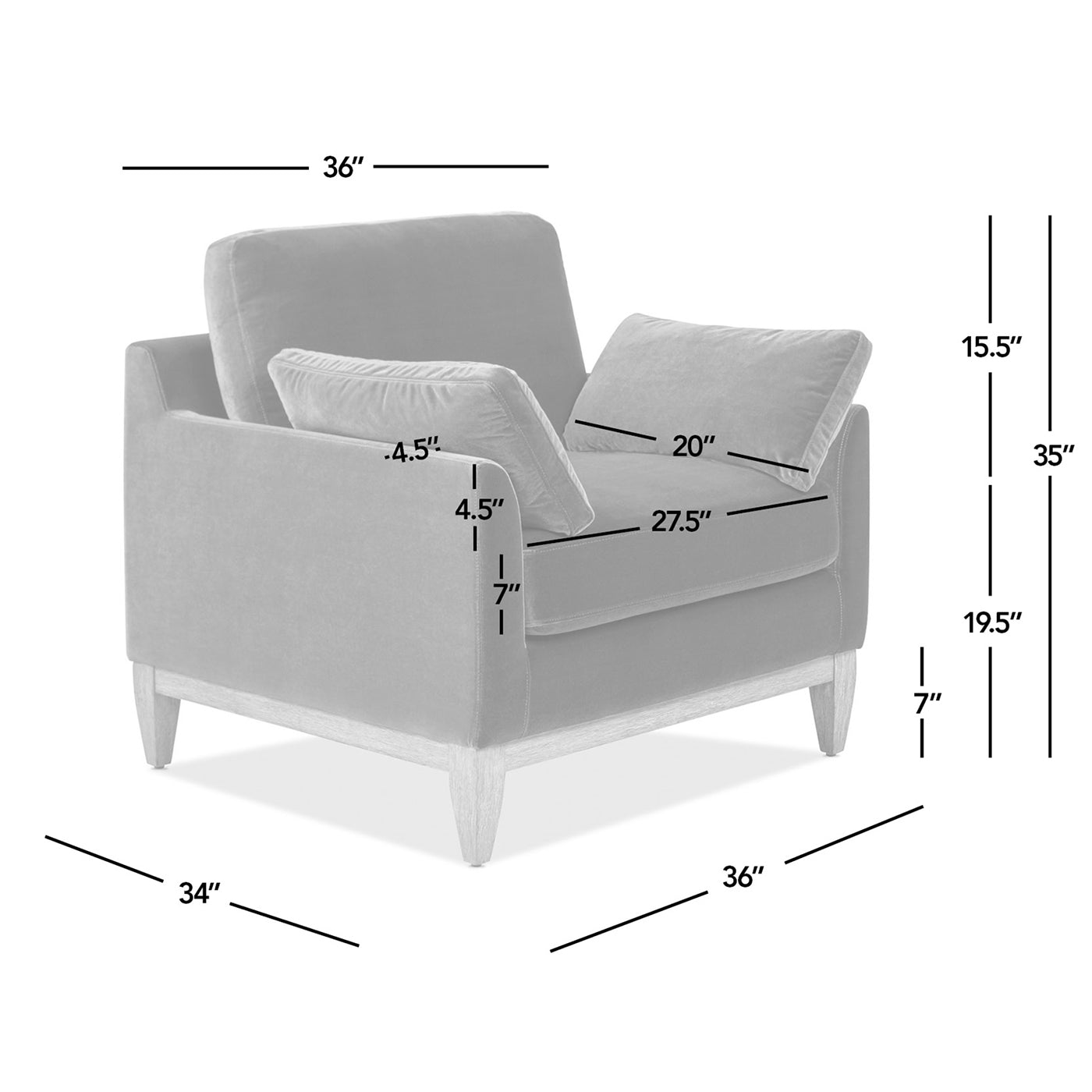 Brooding Upholstered Accent Chair with Arm Cushions and Wood Legs