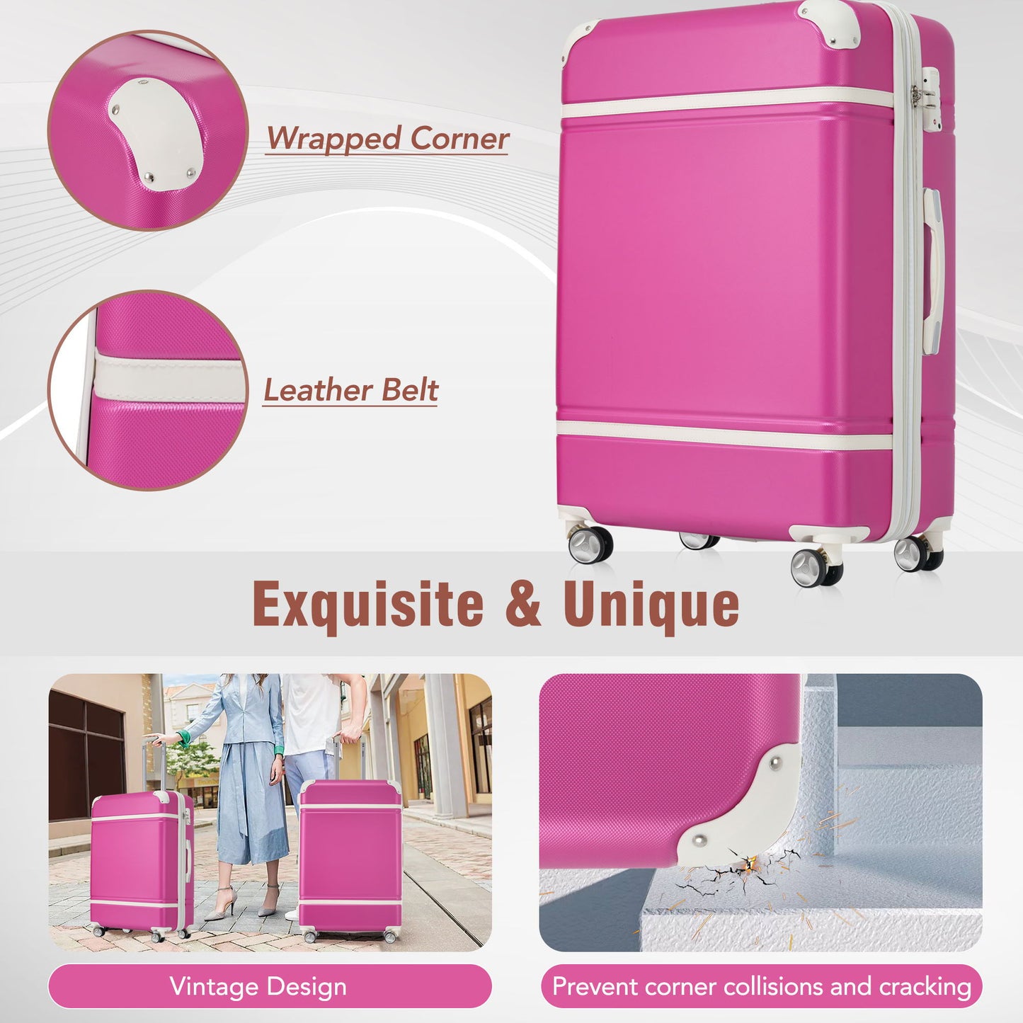 Hardshell Luggage Sets 4 Pieces 20" / 24" / 28" and Cosmetic Case