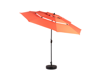 Aluminium 10ft 3-Tier Auto-Tilt Outdoor Patio Umbrella - Orange