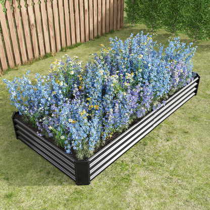 Raised Garden Bed Kit - Metal 7.6x3.7x0.98 ft Black