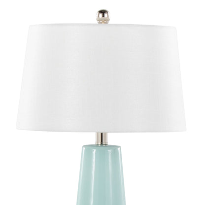 Penelope 22" Contemporary Ceramic Table Lamp with Tiffany Blue & Silver Body