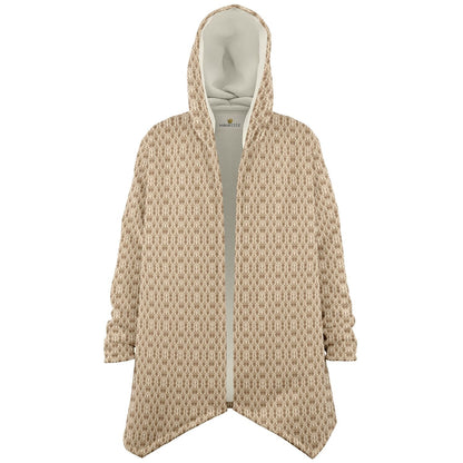 Cream Baroque Cuddle Cloak | Unisex Minky Sherpa Hooded Coat | Women and Mens Festival Coat | Mountain Fashion