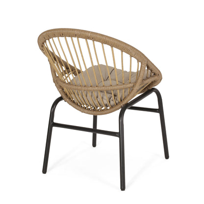 Outdoor Accent Chair with Curved Back and Basket Frame Set of 2