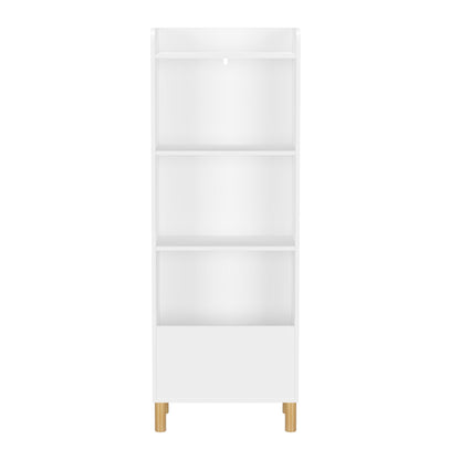 4 Tier Bookcase with Safety Restraint and Storage Cabinet - White
