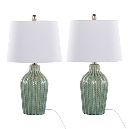 Rockwell 23" Contemporary Ceramic Table Lamps in Sage - Set of 2