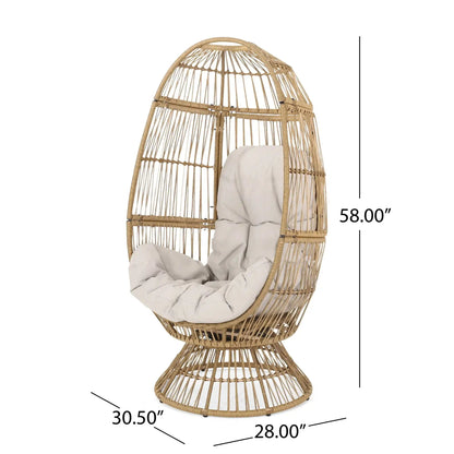 Patio Swivel Basket Egg Chair With Cushion