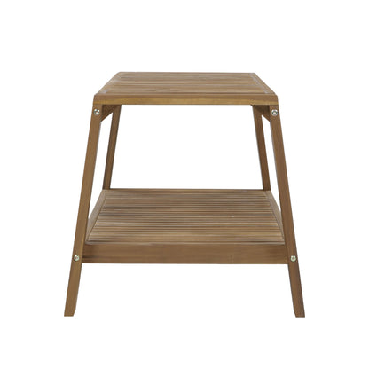 2-Piece Outdoor Gray Acacia Wood Conversation Set