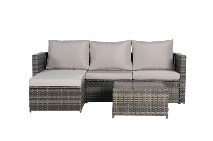 2 Pieces Patio Furniture Set with Woven Sectional and Ottoman