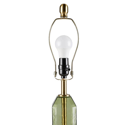 Faceted Green Glass Table Lamp