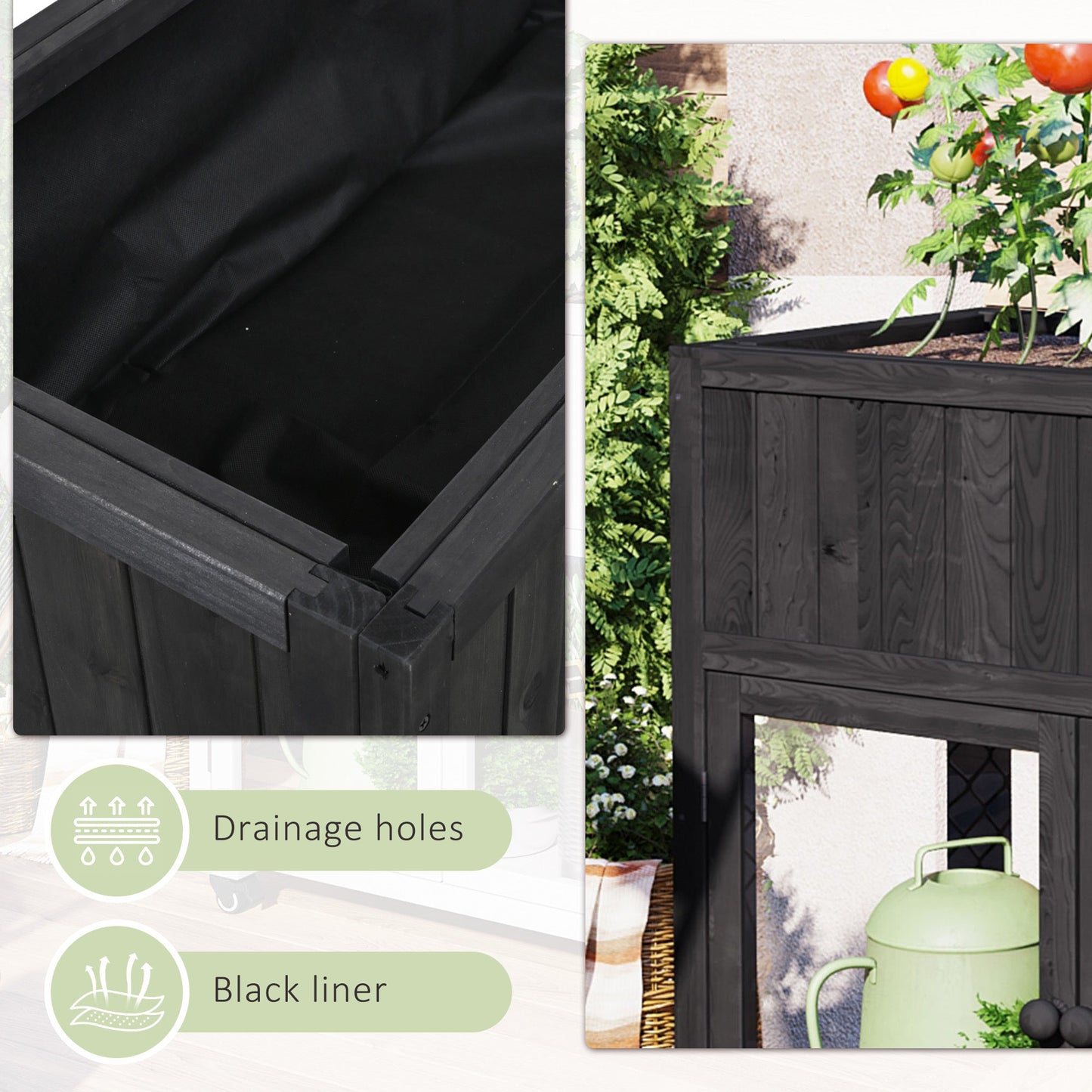 TOPMAX Patio Mini Wood Cold Frame Greenhouse with Wheels