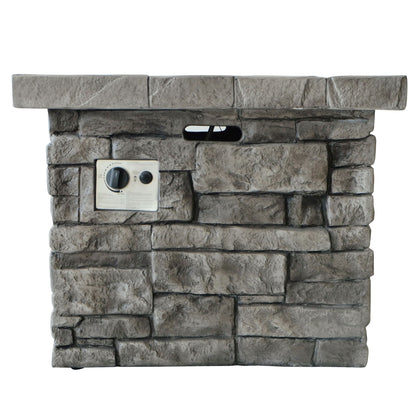 Outdoor Square Propane Fire Pit 40,000 BTU - Gray