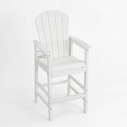 HDPE Bar Height Adirondack Patio Chair Outdoor Bar Chair With Cup Holder And Armrests