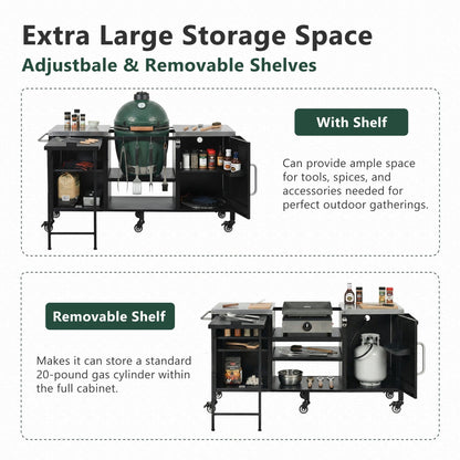 K&K 72.4' Large Grill Table for Big Green Egg