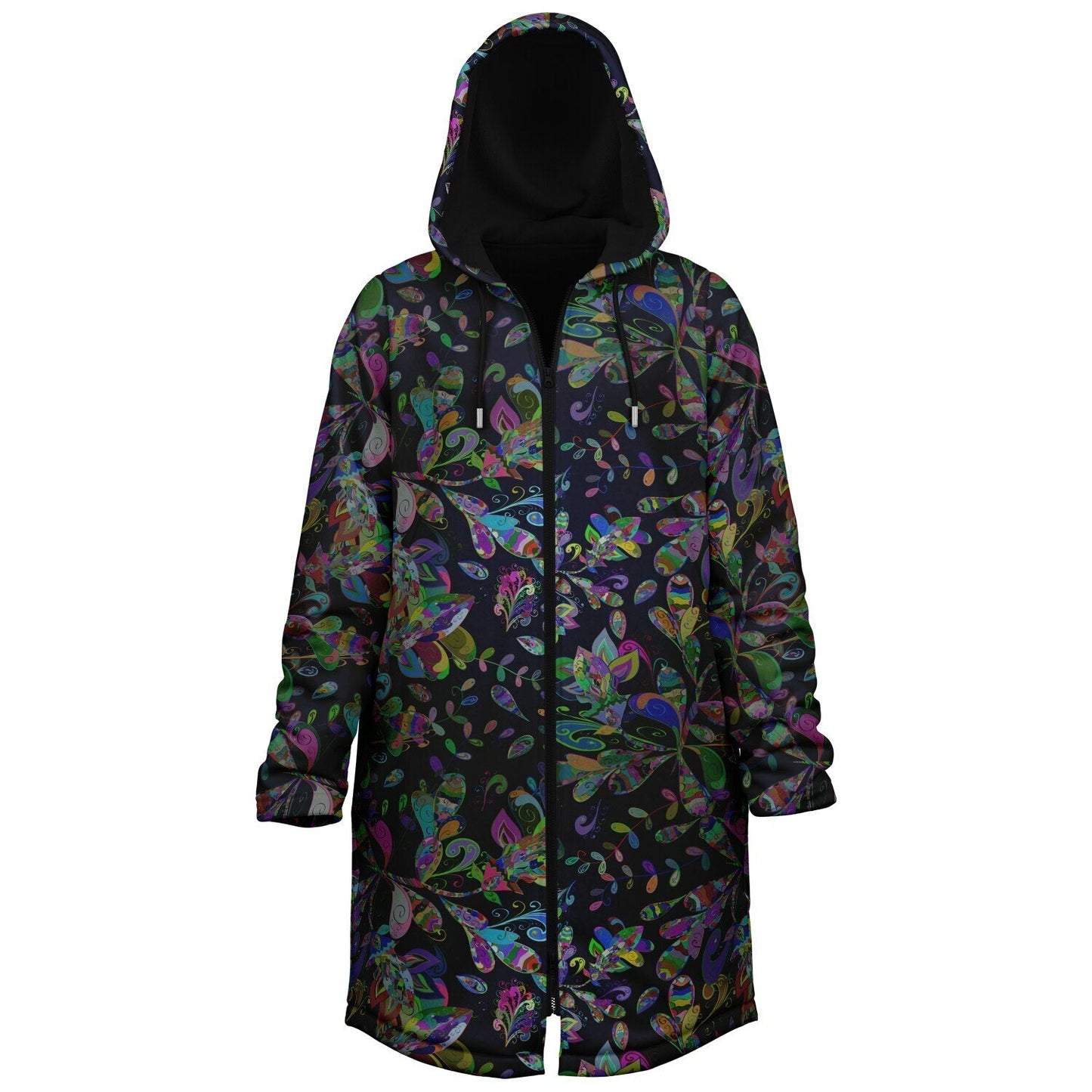 Petal Pop Cuddle Coat | Unisex Minky Sherpa Lined Coat with Hood, Zipper and Pockets | Women and Mens Festival Coat | Mountain Fashion