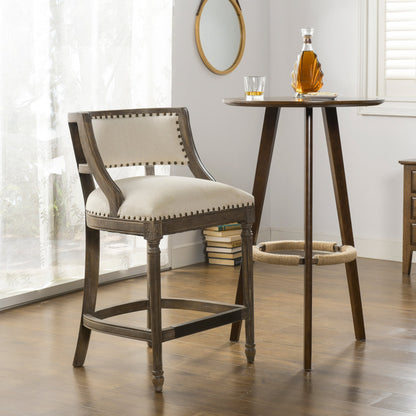 Paris 26.5' Farmhouse Counter Height Bar Stool with Backrest