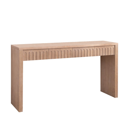 Modern Console Table with 4 Drawers – 59.2" Entryway Table in Natural Wood Finish