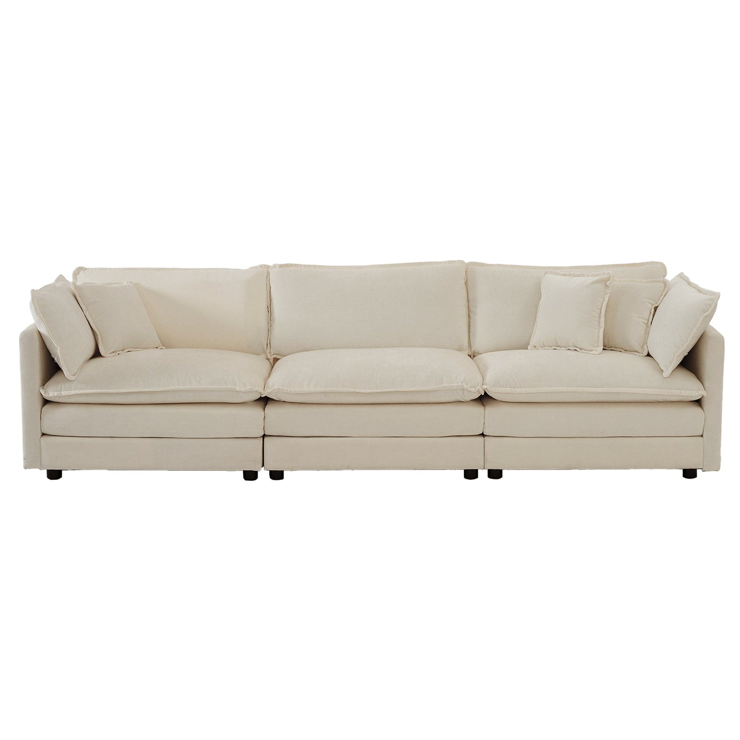 Mid-Century Modern 3-Seater Sofa with Pillows