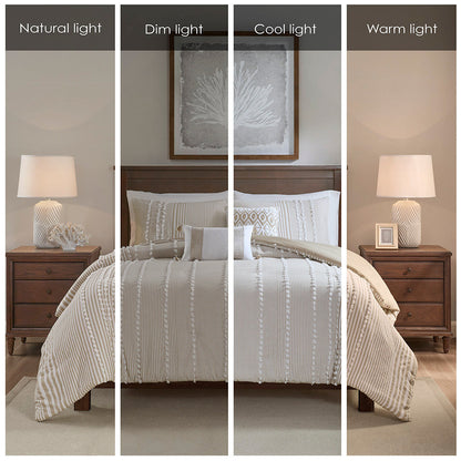 King 3 Piece Cotton Yarn Dyed Duvet Cover Set