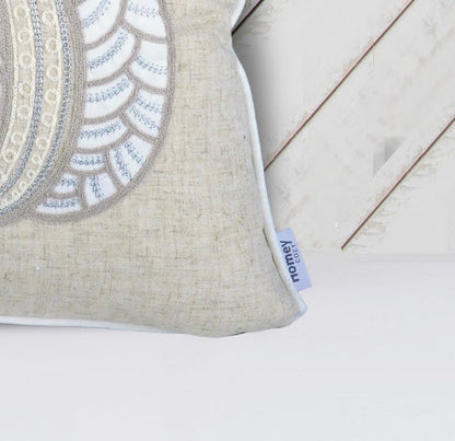 Embroidered Lace Pumpkin Accent Pillow – Neutral Fall Accent Cushion