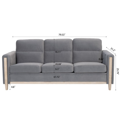 Comfortable Solid Wood Three-Seater Sofa