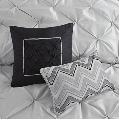 7 Piece Tufted Comforter Set Grey Full