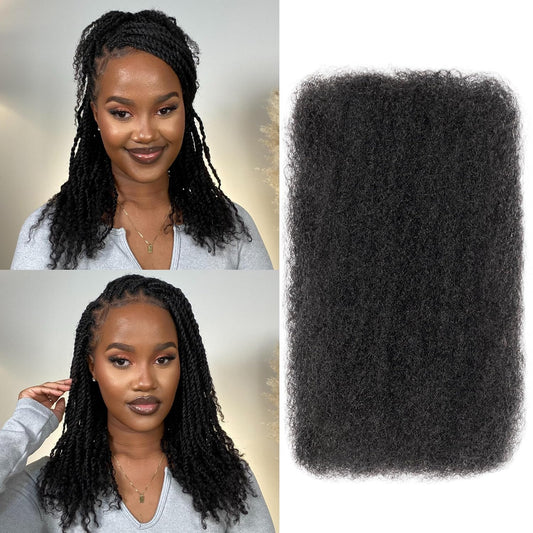 Brazilian Remy Afro Kinky Curly Bulk Hair | 50g/Pack | Dreadlock & Braid Extensions | Natural Look