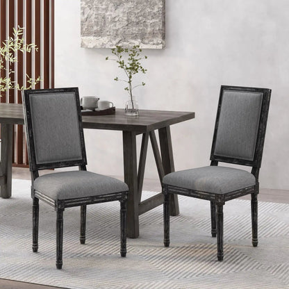 French Country Style Dining Chair with Upholstered Seating and Fluted Legs