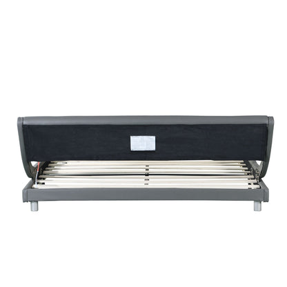 Queen Size Upholstered Platform Bed Frame with LED Lighting