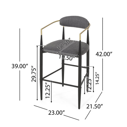 Upholstered Bar Stools With Backs For Kitchen Island (Set of 2)