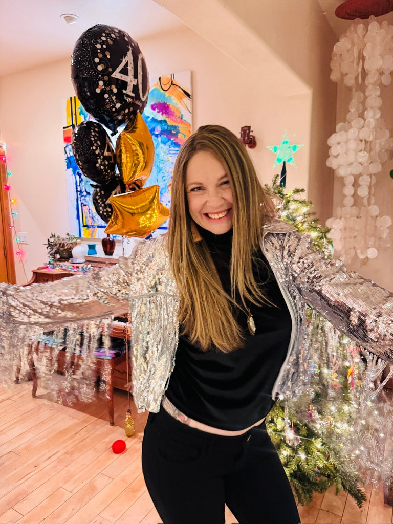 Womens Silver Sequin Jacket, Disco Jacket, Vintage Fringed Tinsel Jacket, Boho party Jacket with Tassels, Western Jacket, Bohemian Jacket