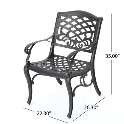 Luminea Outdoor Aluminum Dining Chair with Scroll Design