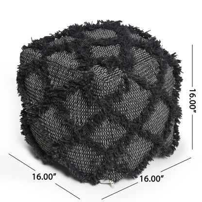 Jumanji Handcrafted Wool and Cotton Pouf - Brown