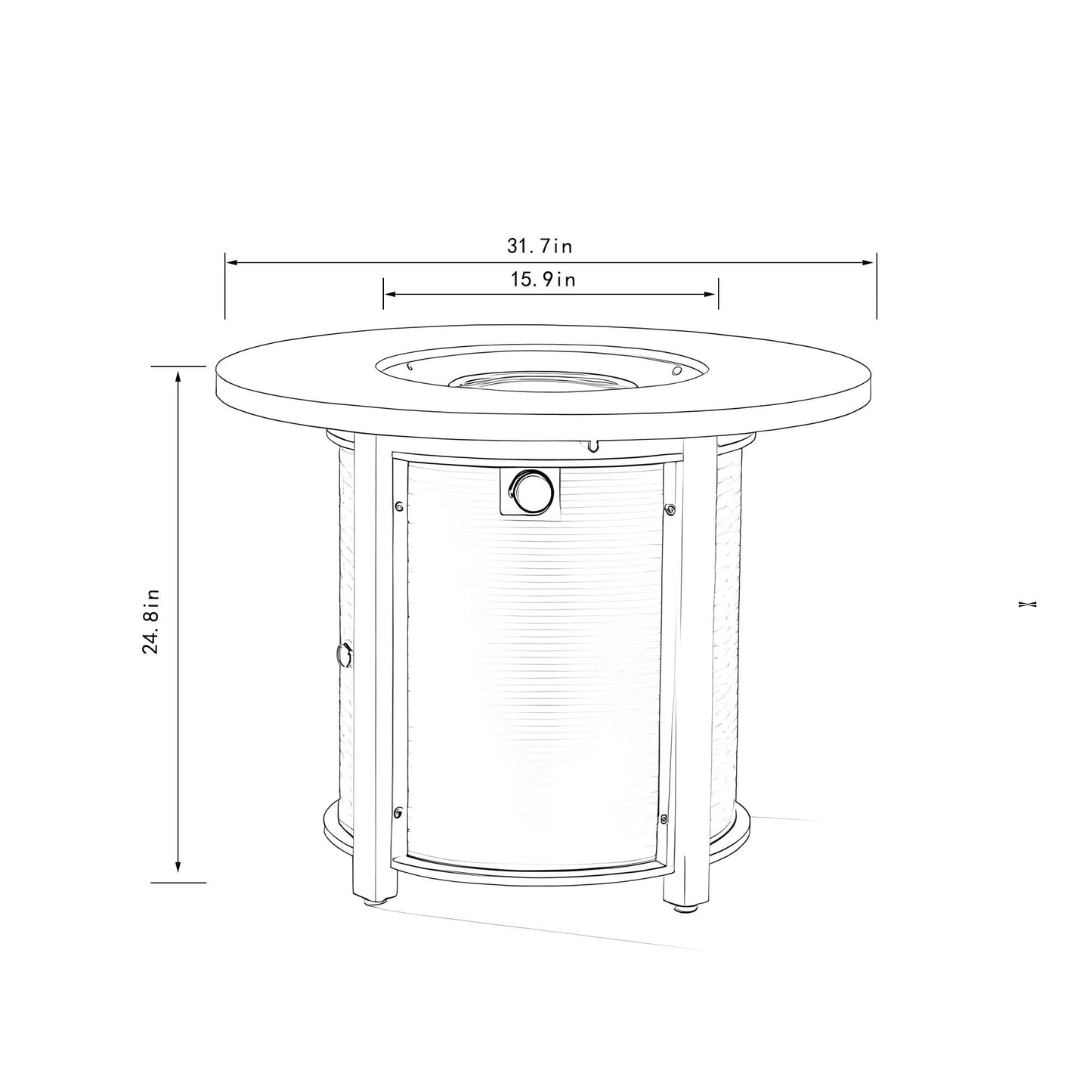 32" Propane Gas Fire Pit Table, 50000 BTU - Black Steel