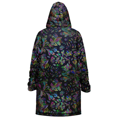 Petal Pop Cuddle Coat | Unisex Minky Sherpa Lined Coat with Hood, Zipper and Pockets | Women and Mens Festival Coat | Mountain Fashion