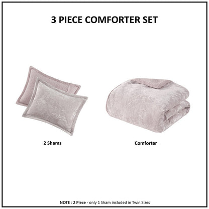 King/Cal King Crushed Velvet Sherpa Reversible Comforter Set