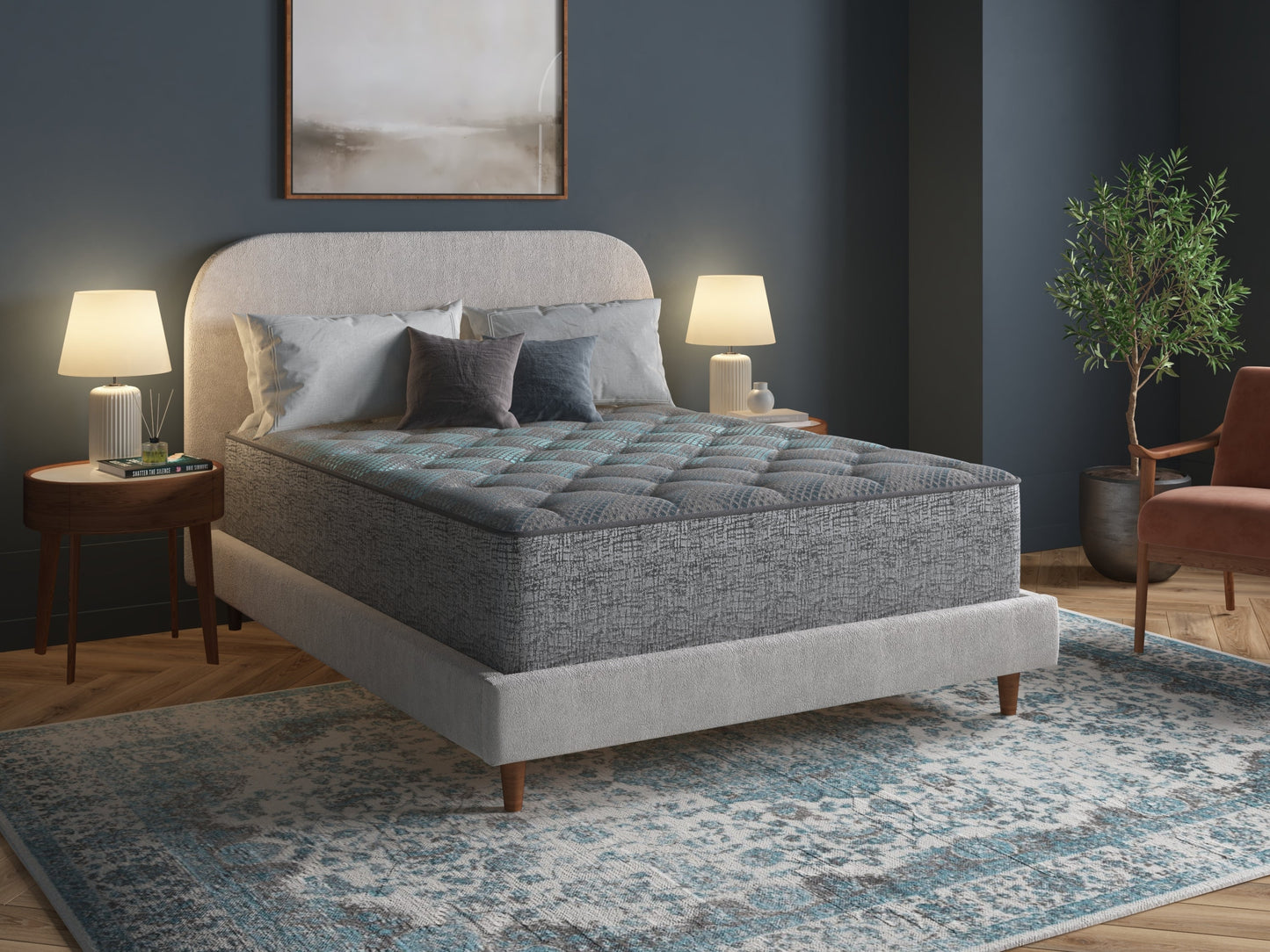 Restonic comfort care 12' hybrid euro top mattress, individual pocketed coil mattress , plush comfort