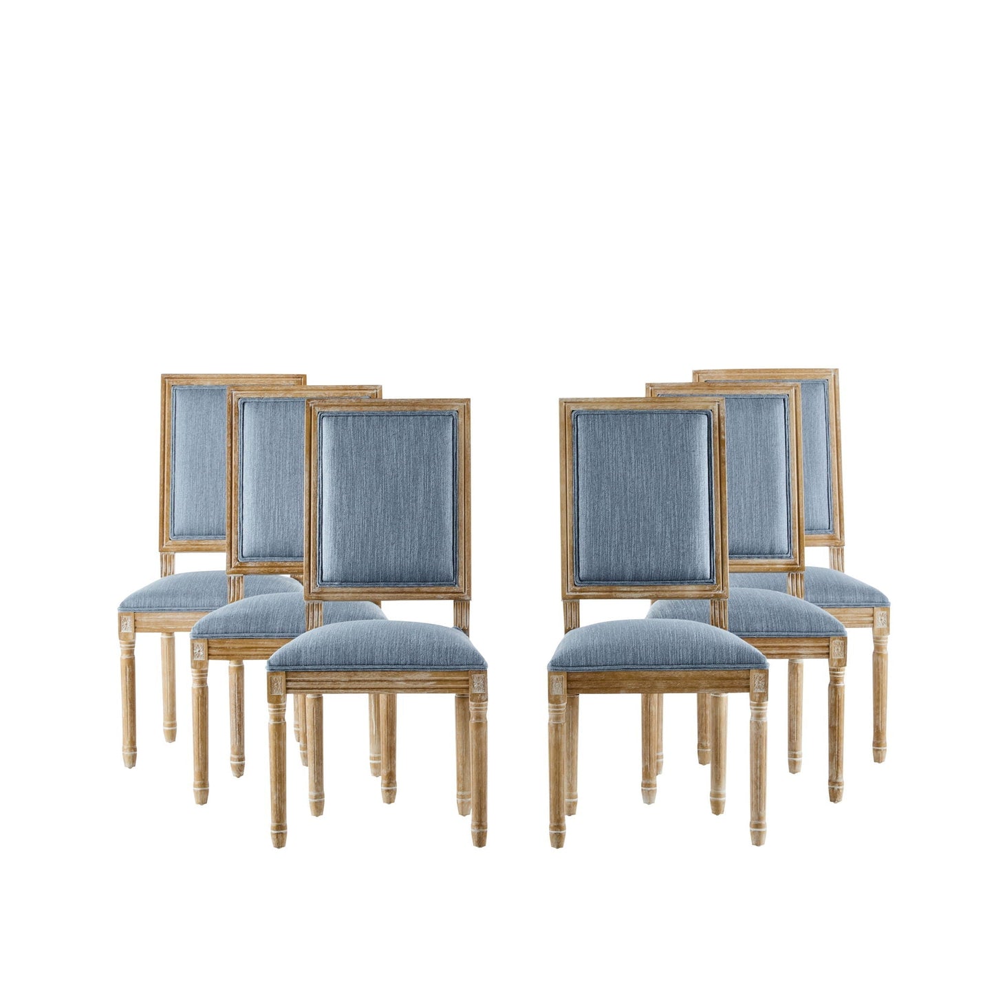 French Country Style Dining Chair with Upholstered Seating and Fluted Legs