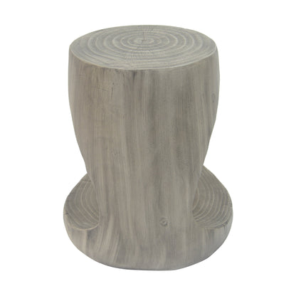 Hollow Side Table Wood-Like Texture Grey