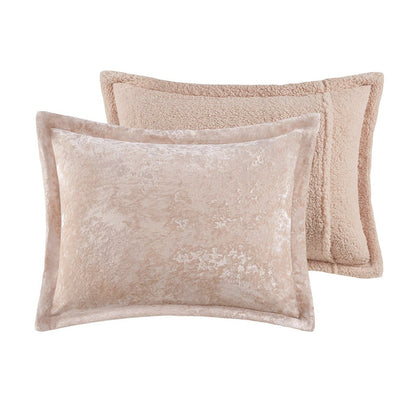 Full/Queen Crushed Velvet Sherpa Reversible Comforter Set