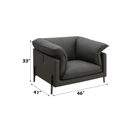 Tadi Top Grain Leather Chair - Black