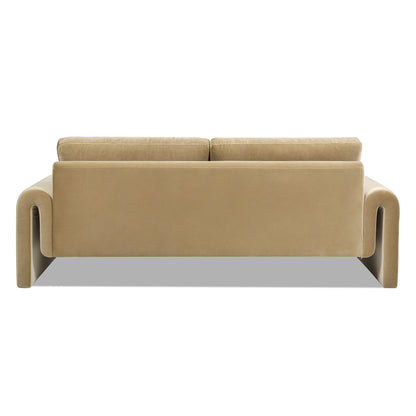Mason 85' Arched Arm Sofa, Camel Brown Beige Performance Velvet