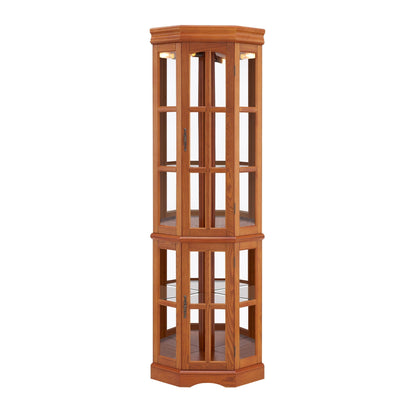 Corner Curio Cabinet With 5 Shelves And Lighting System
