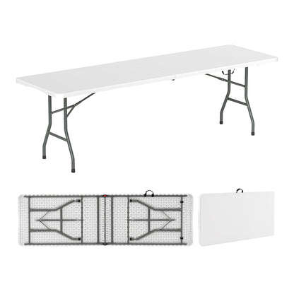 8 ft Portable Folding Table 350 LBS Fold-in-Half Table with HDPE Tabletop