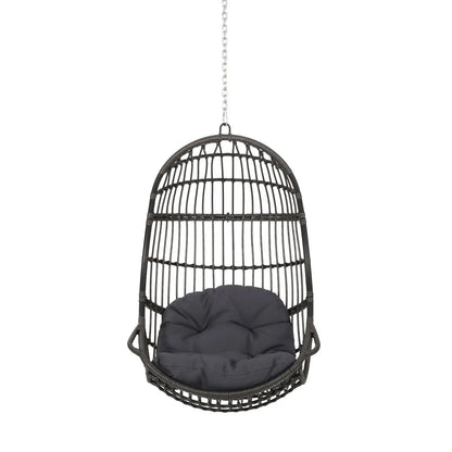 Rustic Hanging Basket Chair With Cushion