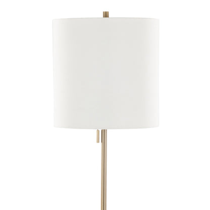 Cone 64' Contemporary Metal Floor Lamp in Gold with White Linen Shade