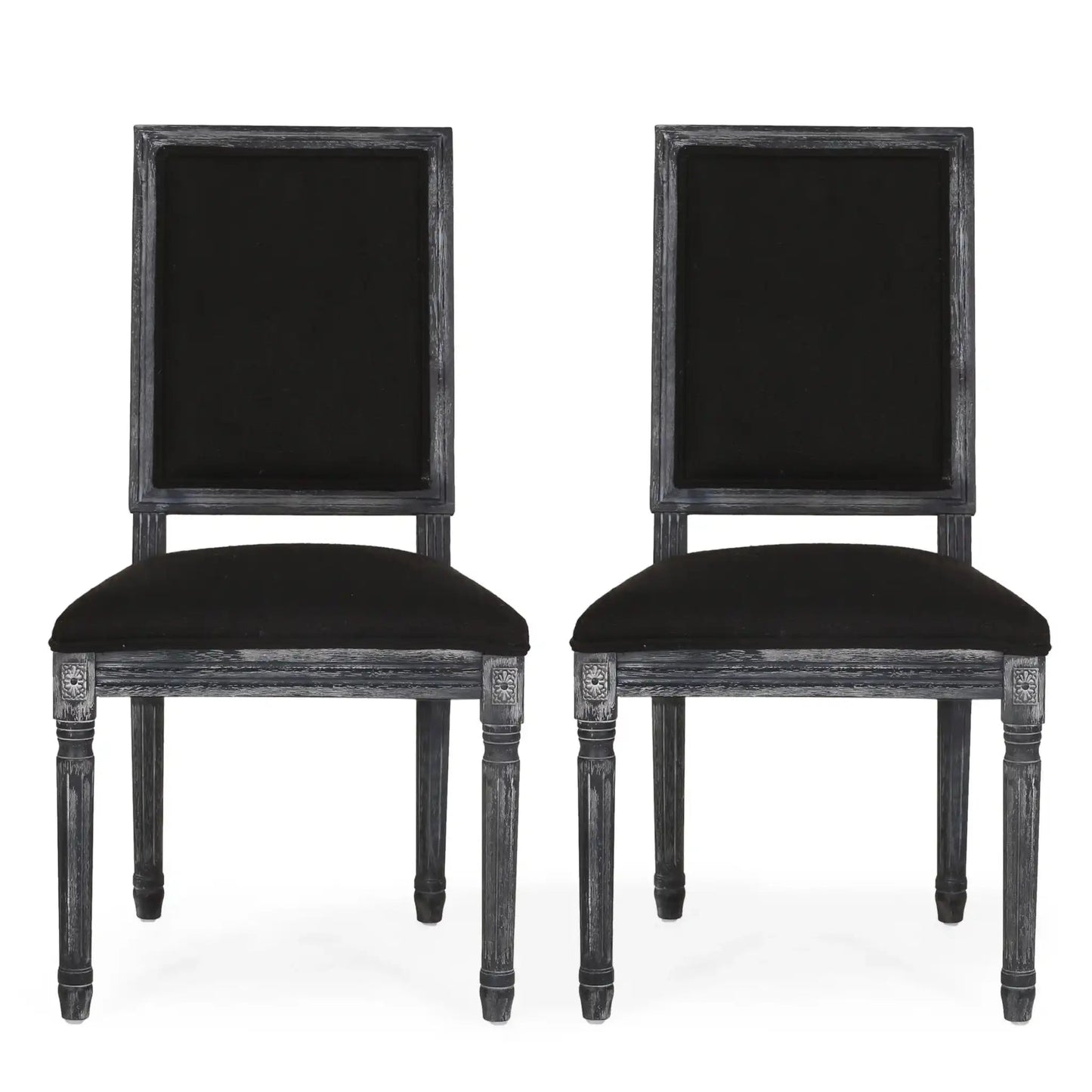 French Country Style Dining Chair with Upholstered Seating and Fluted Legs