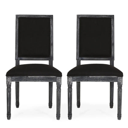 French Country Style Dining Chair with Upholstered Seating and Fluted Legs