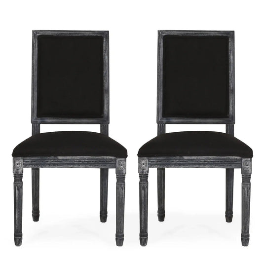 French Country Style Dining Chair with Upholstered Seating and Fluted Legs