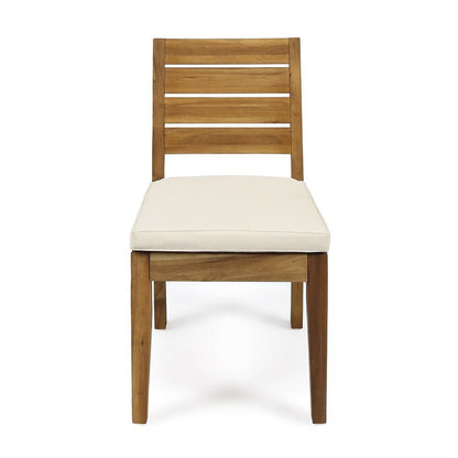 Outdoor 6-Seater Acacia Wood Expandable Dining Set with Cushions